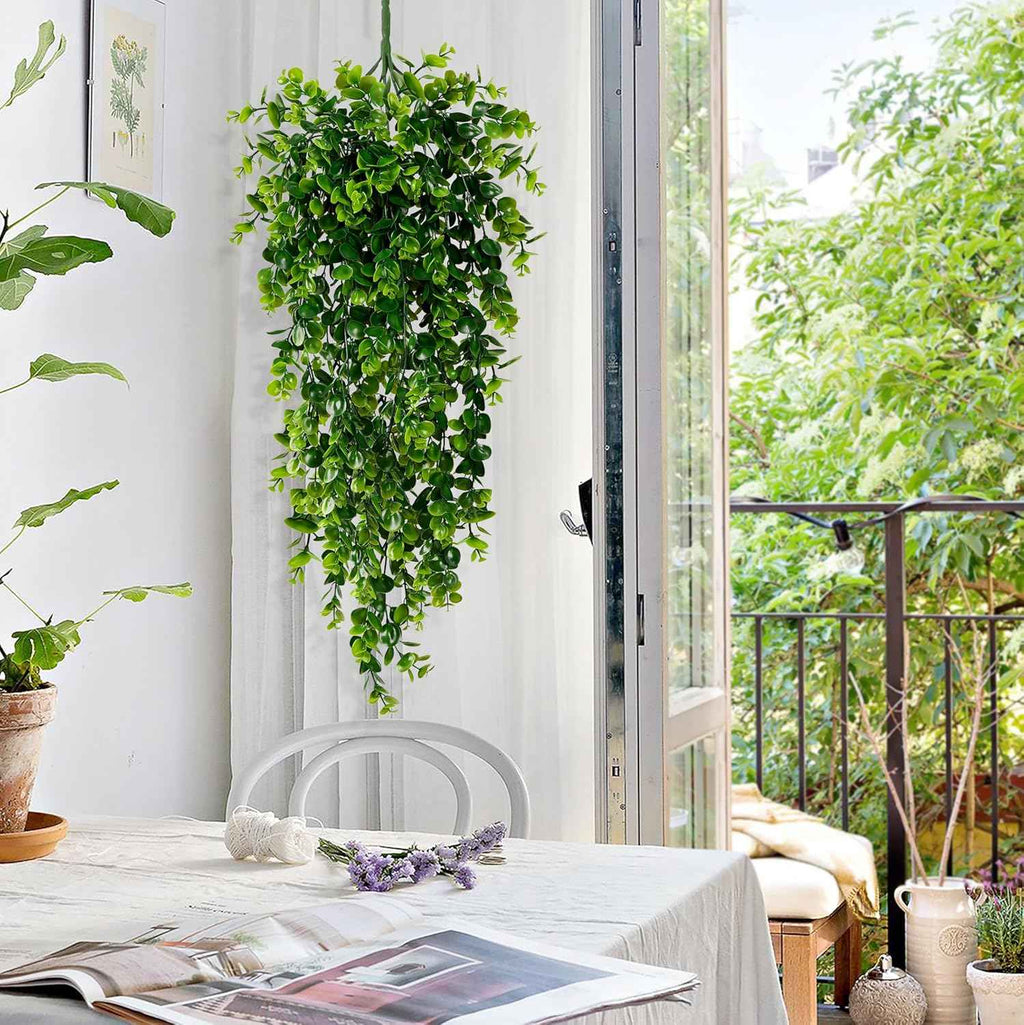 Waipfaru 4Pcs Fake Hanging Plants 2.7FT Fake Plants Fake Vines Greenery | UV Resistant Faux Outdoor Plants Ivy Vines for Modern Boho Patio Outdoor Indoor Party Wall Porch Gazebo Aesthetic Decor