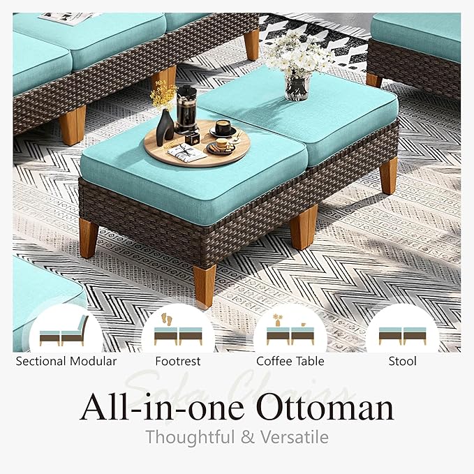 Sophia & William 7 Piece Patio Furniture Sets, Sectional Outdoor Rattan Wicker - Image 6