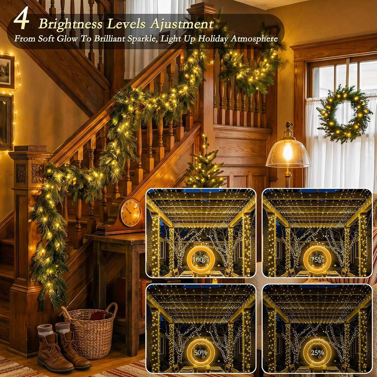 264FT 800 LED Outdoor String Lights Plug in IP67 Waterproof Twinkle Lights with Remote Dimmable 8 Modes Warm White Decorative Lights for Outside Backyard Porch Summer Christmas
