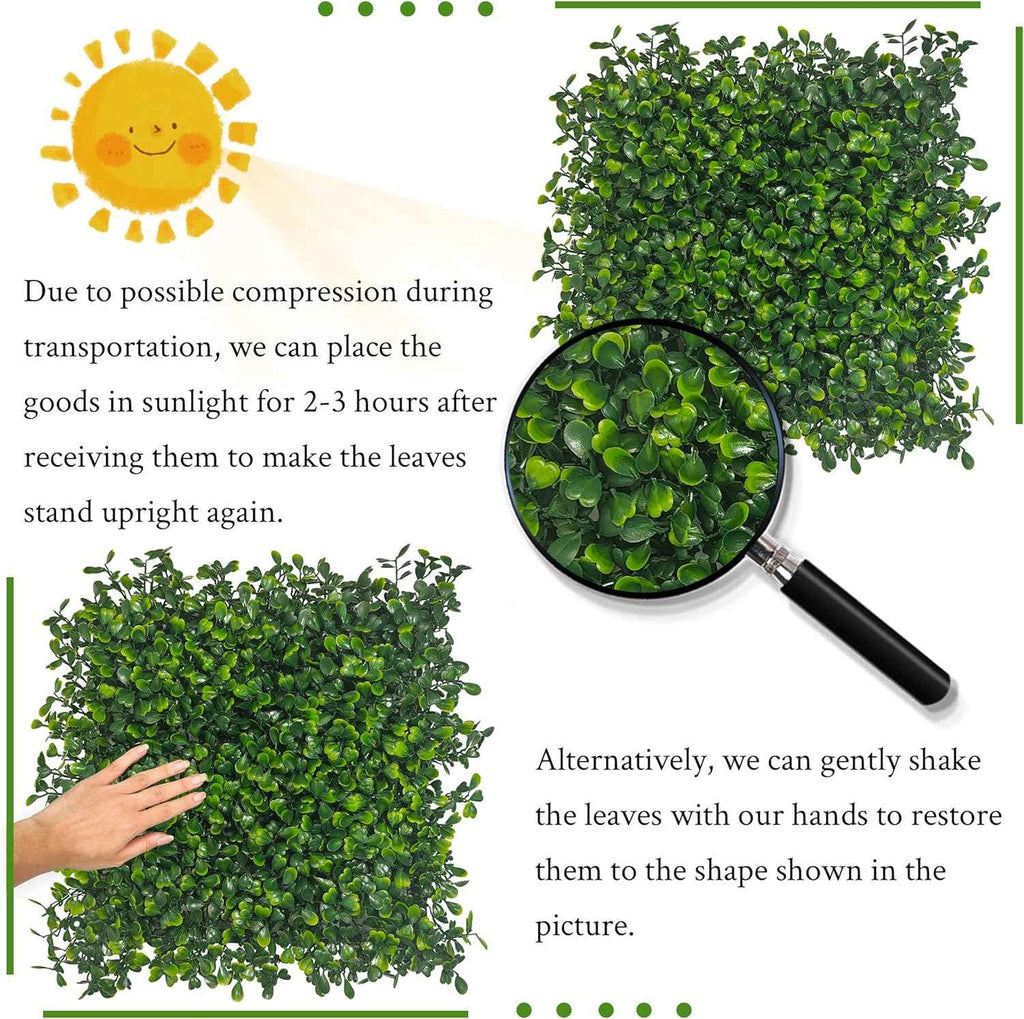 10"x 10"(16 P), UV-Anti Artificial Grass Wall Panel, 4-Layer Leaf | Faux Boxwood Greenery, Indoor Outdoor Patio Balcony Occlusion, Ivy Fence Covering Privacy, Garden Backyard Backdrop Decor
