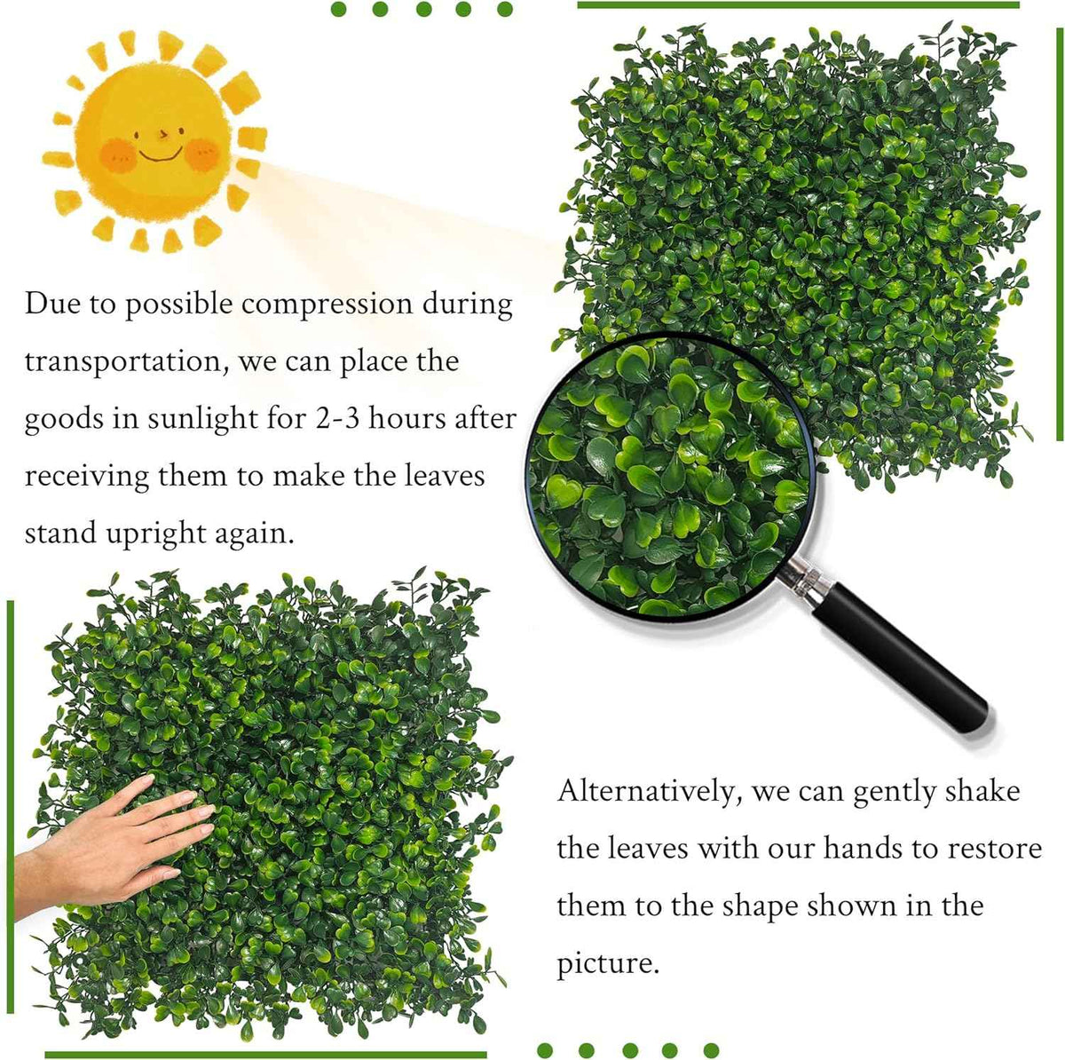 10"x 10"(16 P), UV-Anti Artificial Grass Wall Panel, 4-Layer Leaf | Faux Boxwood Greenery, Indoor Outdoor Patio Balcony Occlusion, Ivy Fence Covering Privacy, Garden Backyard Backdrop Decor