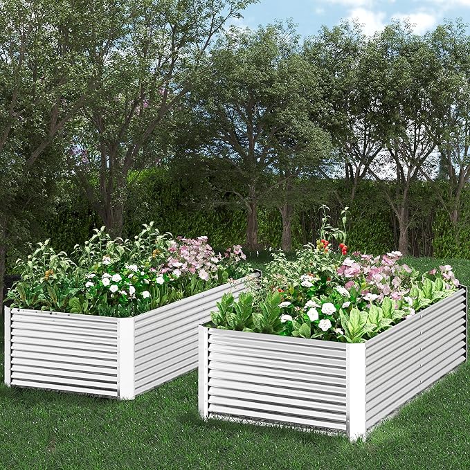 FRIZIONE 2pcs Tall 8x3x1.5ft Galvanized Raised Garden Bed Outdoor, Steel Garden - Image 9