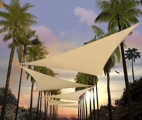 Amgo Custom Size 14' x 14' x 14' Beige Triangle Sun Shade Sail UPF50+ AGTAPRT12 by Amgo