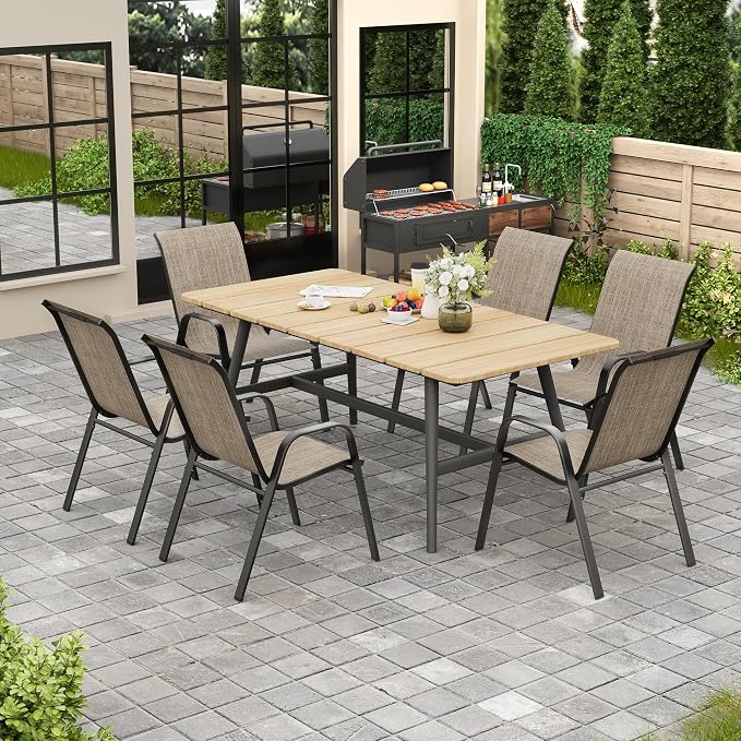 Patio Chairs Set of 8, Stackable Outdoor Dining Chairs - Image 7
