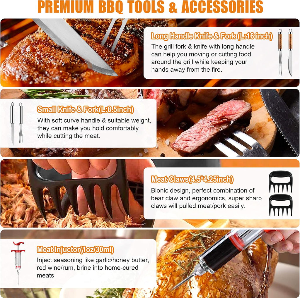 Cifaisi 38Pcs BBQ Tools Grilling Accessories Set with Aluminum Case | 16 Inch Stainless Steel Grill Tools, Thermometer, Grill Mats for Camping, Backyard Barbecue, Grilling Gifts for Men Women