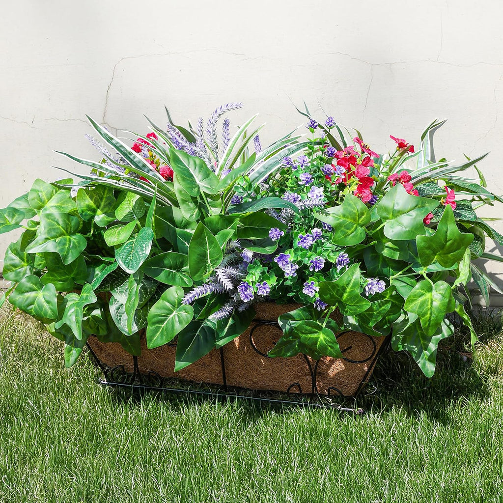Starttag Artificial Bunches Greenery Plants Fake Plastic Leaves with Stems UV Resistant Outside Faux Plants Bushes for Outdoor Patio Garden Front Porch Yard Decor