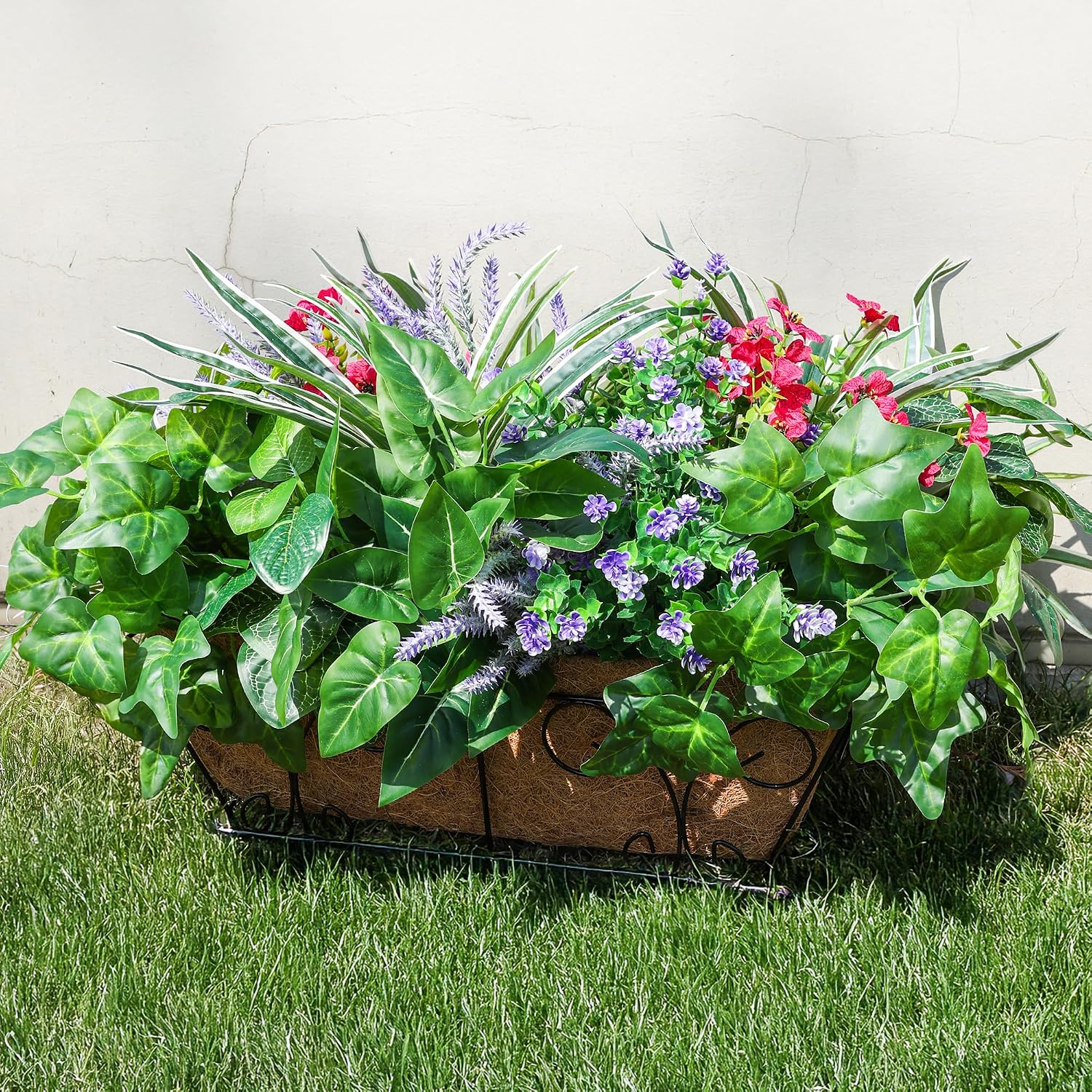 Starttag Artificial Bunches Greenery Plants Fake Plastic Leaves with Stems UV Resistant Outside Faux Plants Bushes for Outdoor Patio Garden Front Porch Yard Decor