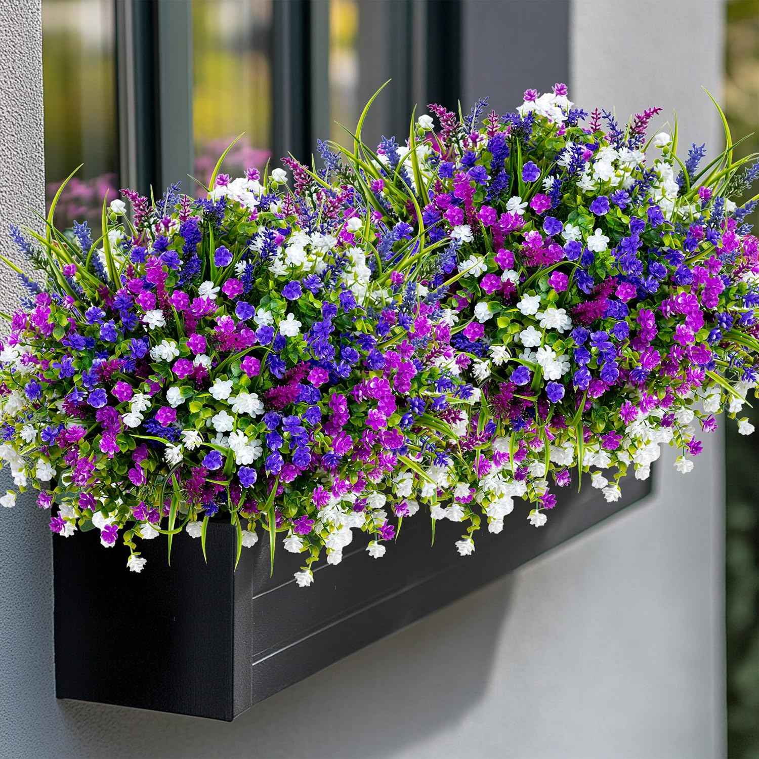 AXYLEX Artificial Flowers for Outdoors, 12 Bundles Fake Plants (Mixed) | UV resistant faux plastic flowers, no fade artificial greenery – garden, patio, porch & home
