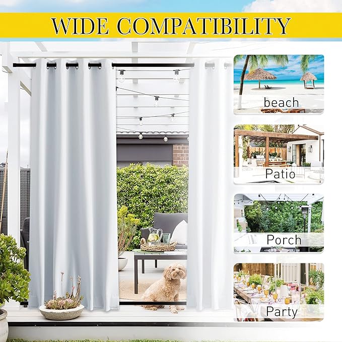 NICETOWN 2 Panels Fixed Outdoor Curtains Waterproof - Image 7