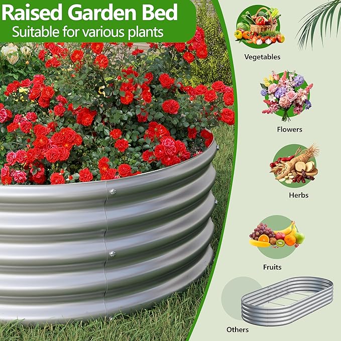 2PCS 8x4x1ft Galvanized Metal Raised Garden Bed Kit, Outdoor Planter Box - Image 6