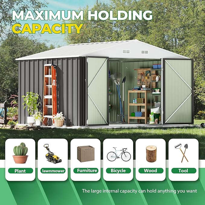 Devoko 10 x 8 FT Outdoor Storage Shed, Metal Garden Sheds & Outdoor Storage - Image 5