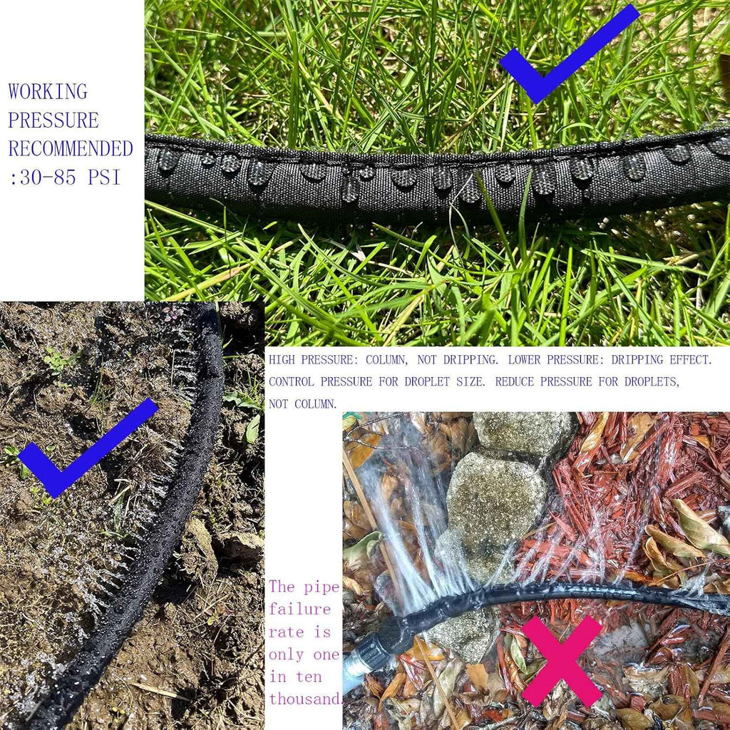 Secbulk 2026 Flat Soaker Hose 100 ft for Garden, 100' (50ft x 2) Linkable Drip Hose Diy Garden Irrigation System Saving 80% Water, Dual-layer Leak-free Design Water Hose with Holes