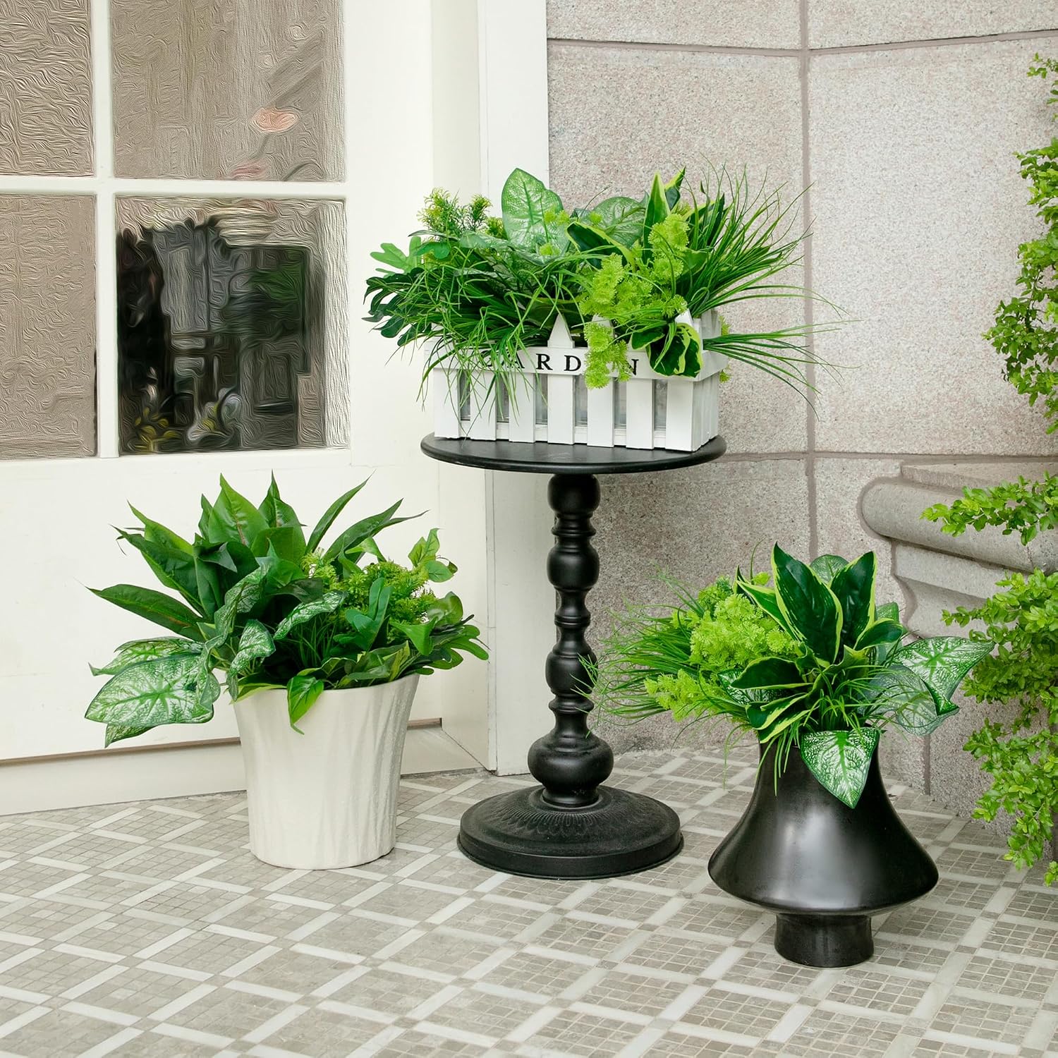 Yuyueflow 20Pcs Outdoor UV-Resistant Artificial Plants, Realistic Green Boxwood Shrubs, Faux Plastic Greenery, Suitable for Outdoor Hanging Gardens, Porches, Window Boxes, Wedding, and Farmhouse Decor
