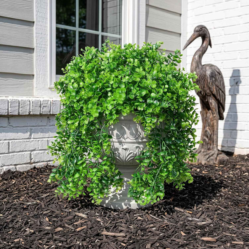 Faux Outdoor Plants Fake Hanging Plants for Outdoors Outside Decorations, 2 Pcs Green Faux Eucalyptus Hanging Vine Realistic UV Resistant Artificial Greenery for Planters Porch Garden Yard Patio