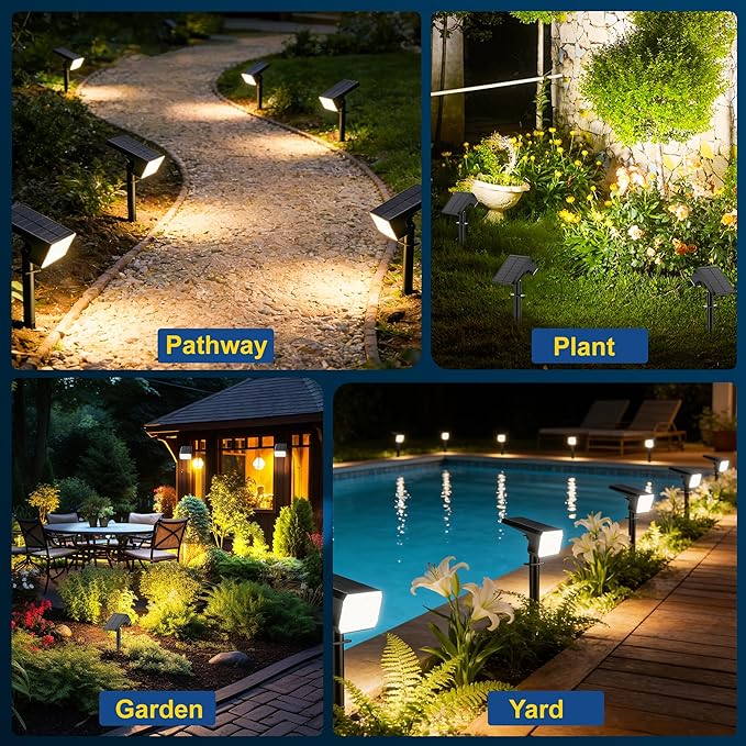 LANSOW 12 Pack Solar Spot Lights Outdoor Waterproof IP67, Solar Landscape - Image 5