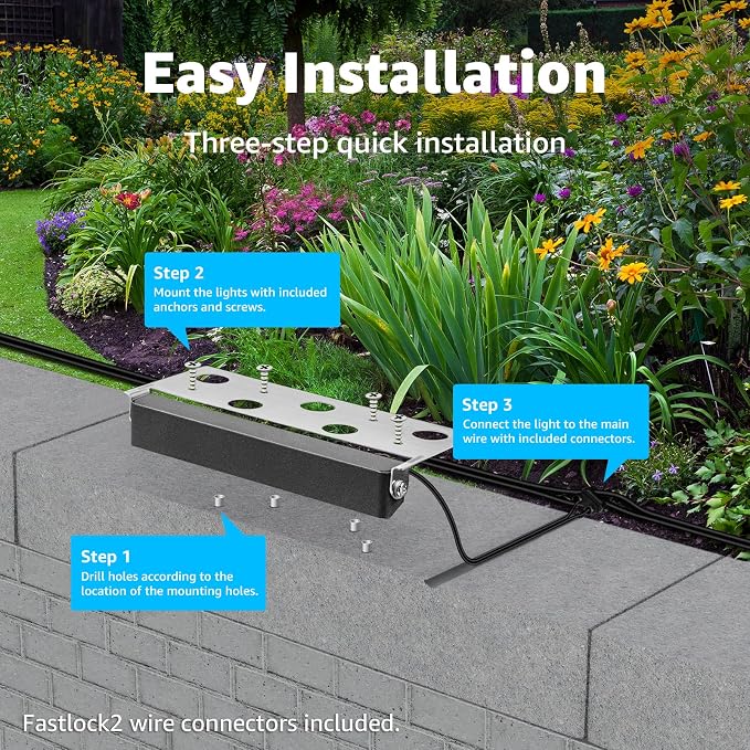 SUNVIE 7 Inch Hardscape Lighting 5W LED Retaining Wall Lights 3000K Warm White - Image 6