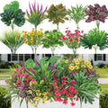 Dremisland 20 Bundles Fake Flowers Artificial Plants for Outdoors UV Resistant Faux Greenery Stems Silk Flowers Realistic Plastic Ferns Shrubs Plants for Planter Garden Patio Window Box Home Decor