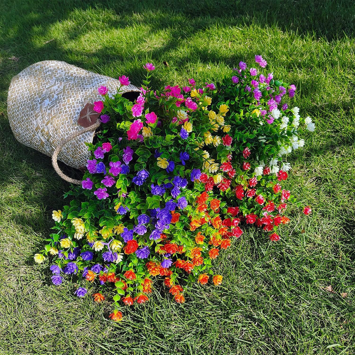 WEAUSUP 21 Bundles Artificial Outdoor Flowers Fake Plants & Greenery | PE Material,Maintenance-Free,Built-In UV Stabilizer, Waterproof Fade-Proof,Ideal for Indoor Outdoor Landscape Decor