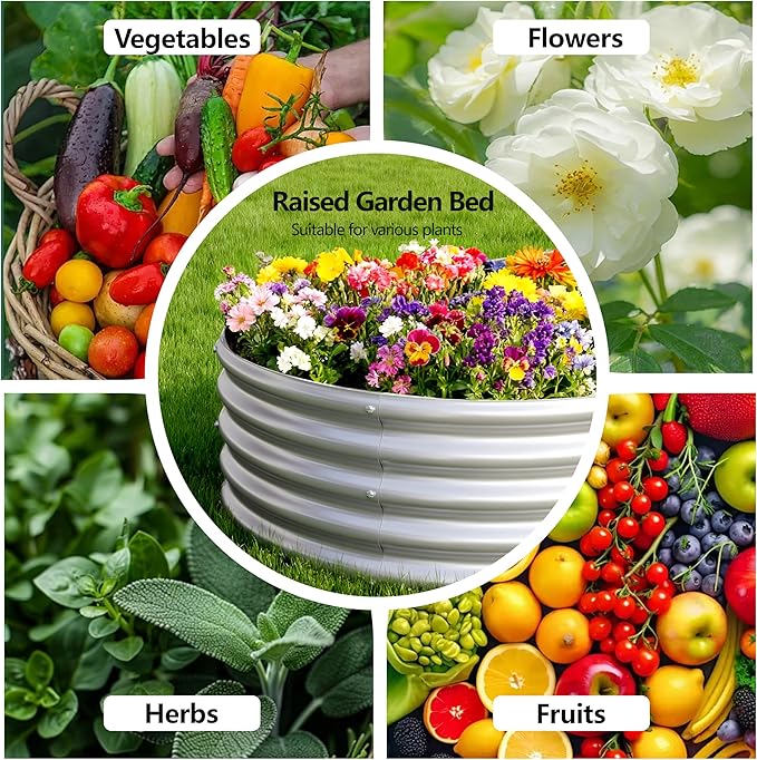 2PCS 4x2x1FT Galvanized Raised Garden Bed Kit, Vegetable Boxes-Oval Metal - Image 4