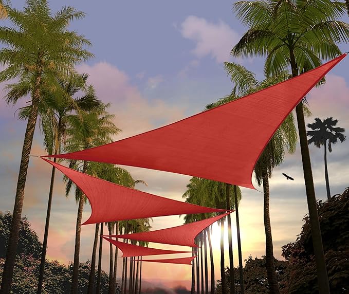 Amgo Custom Size 8' x 8' x 8' Red Triangle Sun Shade Sail UPF50+ AGTAPRT12 by Amgo