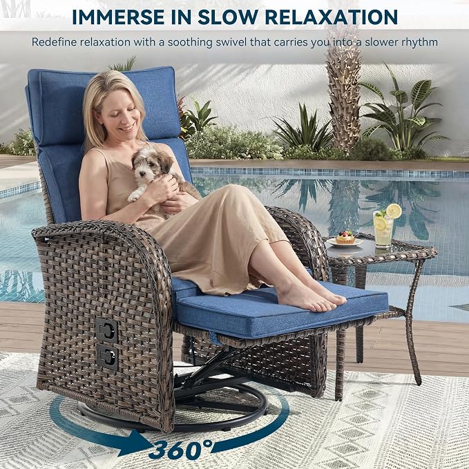 Zero Gravity Patio Swivel Rocking Recliner Chair - Image 3