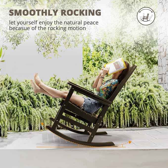 LUE BONA Outdoor Rocking Chairs Set of 2, Weather Resistant HDPS Poly Rocker