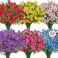 Ouddy Decor 24 Pcs Artificial Flowers for Outdoors Decorations, Multicolor | Colorful lifelike flowers, UV resistant, faux plastic plants, for garden porch window table vase home indoor outdoor decor