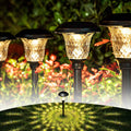 GIGALUMI Metal & Glass Solar Lights Outdoor, 8 Pack LED Garden Lights | Solar Pathway Lights Waterproof IP65, Warm White Landscape Path Lights, Garden Decor for Yard, Patio, Walkway (Black)