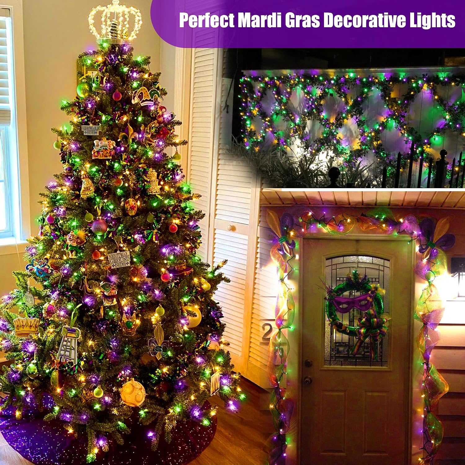 Brizled Halloween Lights Outdoor, Orange Purple Tree Lights, 200 LED, 66 ft | Color Changing Christmas Lights Indoor, Music Sync, 120+ Modes Dimmable Remote Mini Light with Timer for Garland Window Yard