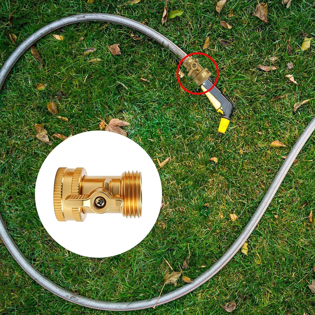 Xiny Tool Brass Garden Hose Shut Off Valve, Heavy Duty 3/4 Inch Solid Brass Garden Hose Shut Off Valve with 4 Extra Rubber Washers