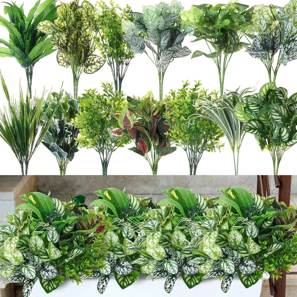 Cindeer 24 Pcs Artificial Flowers Planters for Outdoors, UV Resistant Faux Fake Greenery Plastic Plants Outdoor Indoor for Spring Summer Decors Wedding