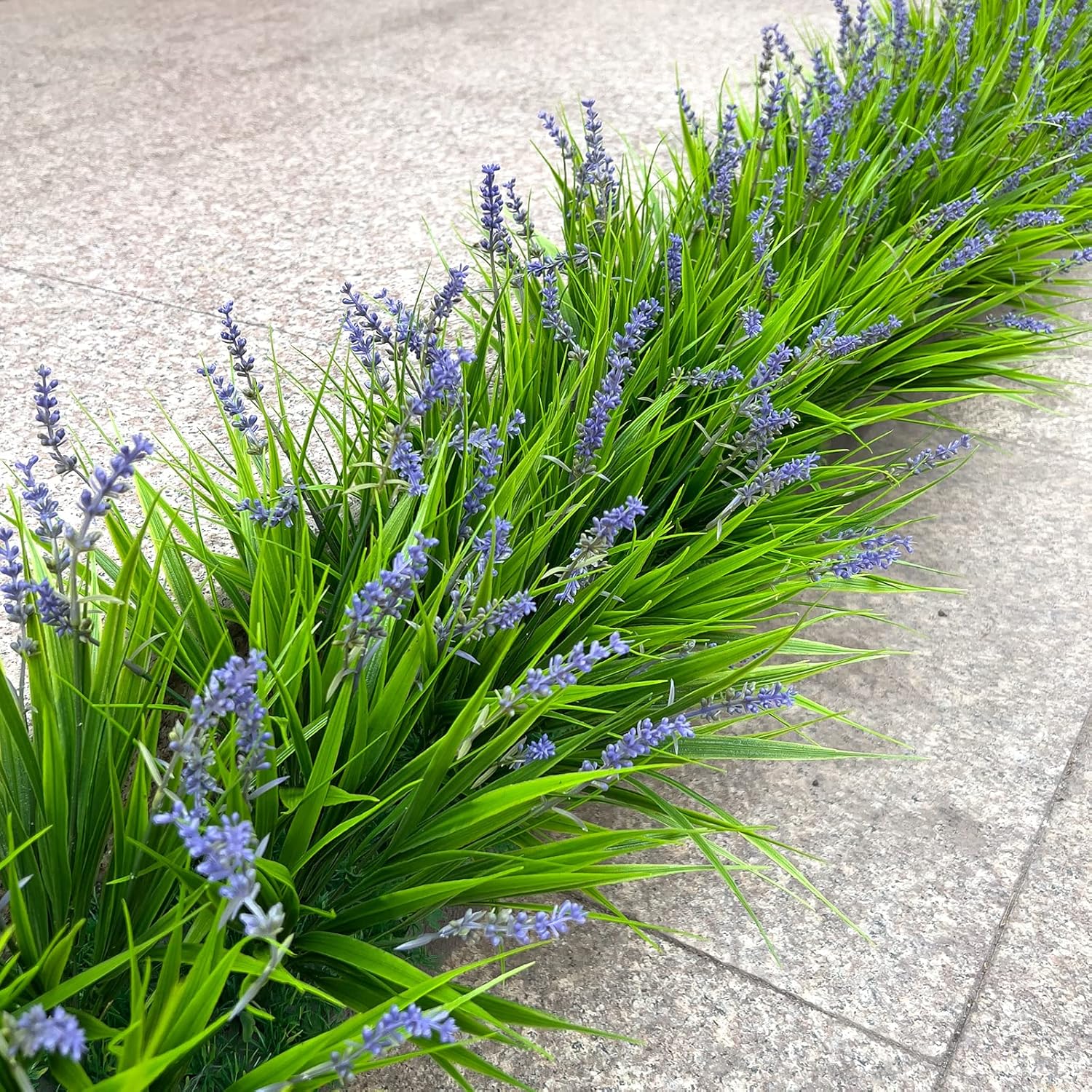 alyptus Artificial Plants Outdoor Fake Monkey Grass with Flowers for Pot UV Resistant Plant Decor for Window Garden Patio Hanging Planter Pathway Front Porch (Grass with Flowers)