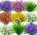 Ouddy Decor 24 Bundles Artificial Flowers for Outdoors Decor, Mixed Color | Fake plastic flowers, faux boston fern plants, greenery stems, UV resistant, indoor outdoor garden patio table home decor