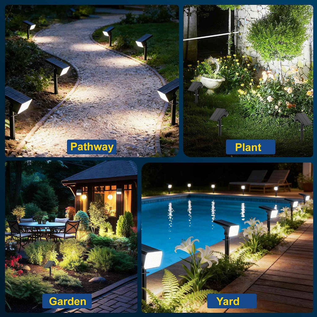 LANSOW 12 Pack Solar Spot Lights Outdoor Waterproof IP65, (90 LED/4 Modes) Solar Landscape Spotlights, 2-in-1 Solar Powered Flood Lights for Yard Garden Pathway Outside Tree, Auto ON/Off(Cool White)