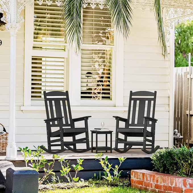 LUE BONA Rocking Chair Outdoor, Weather Resistant Poly Plastic Rocker Chairs