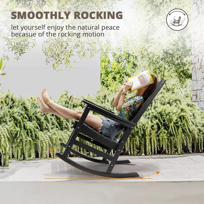 LUE BONA Outdoor Rocking Chairs Set, HDPS Poly Porch Rockers - Image 8