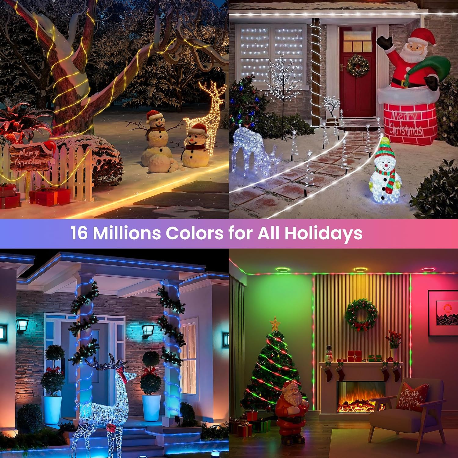 Jnaurb RGB Color Changing Rope Lights Outdoor, 33ft 100LED Smart String Lights with Remote & APP Control, Waterproof Music Sync Rope Lighting - DIY Flexible Tube LED Lights for Bedroom Garden Wedding