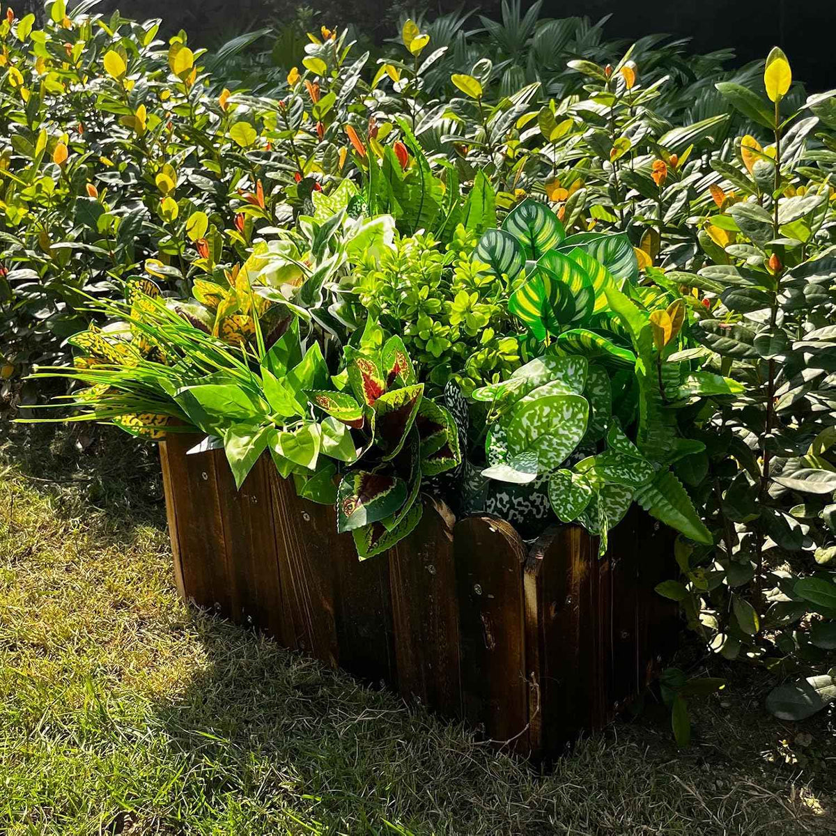 Artificial Plants Outdoor Greenery Fake Plants, 10 Bundles | Large Bunches Faux Plants with Stems and Plastic Leaves, Outdoor Bushes for Patio Front Porch Yard Garden Decor)