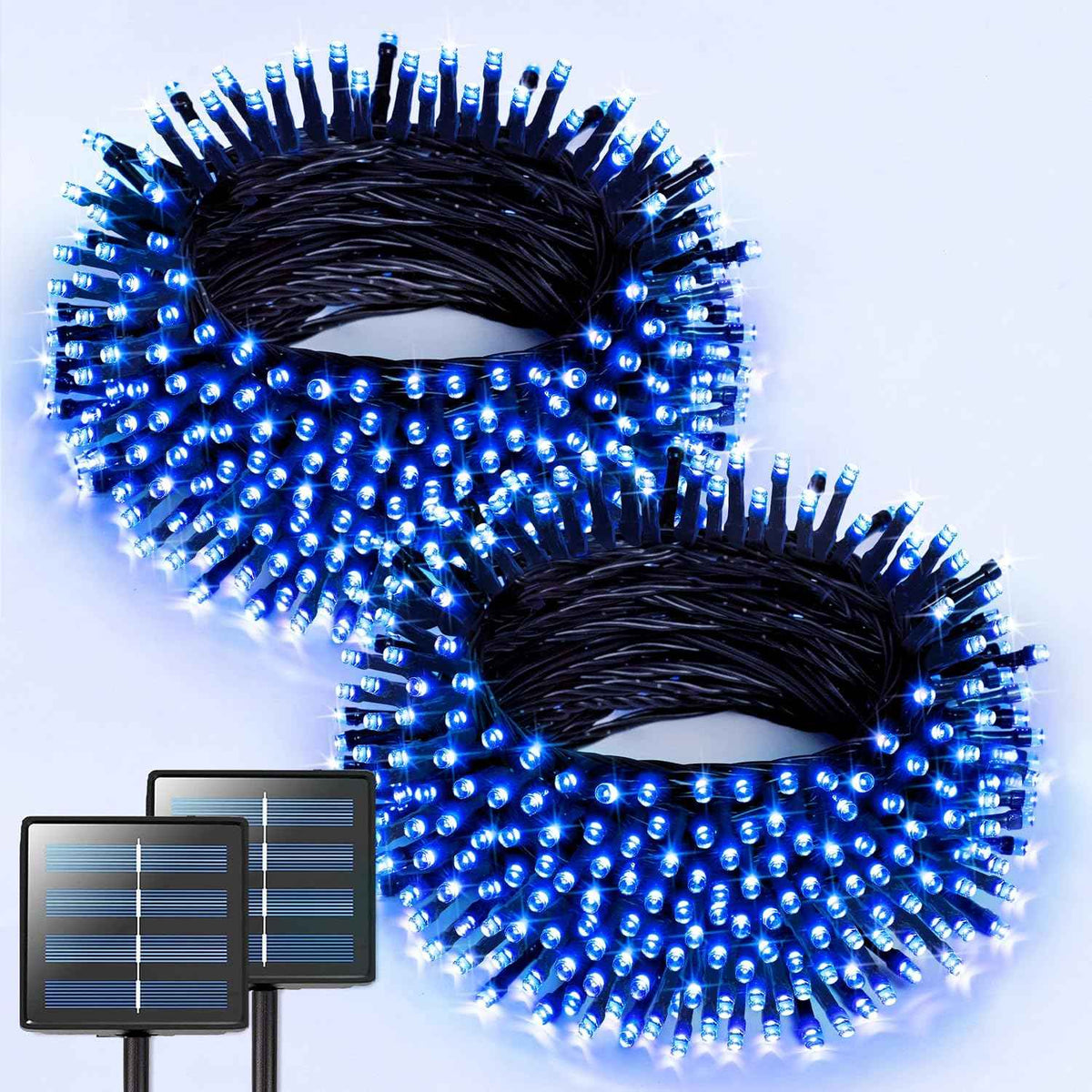 JMEXSUSS 2 Pack Solar String Lights Outdoor, Total 400 LED 151FT, Blue | Outdoor Waterproof, 8 Modes Solar Christmas Lights for Outside Patio Yard Garden Party Tree Christmas Decorations