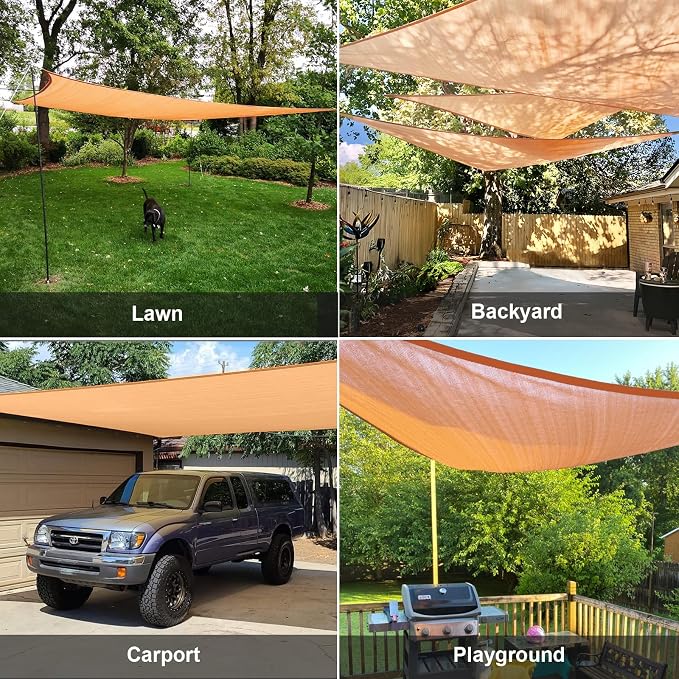 SUNLAX Sun Shade Sail 8' x 10' x 12.8' Peach Fuzz Rectangle Canopy Sail Shade - Image 7