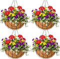 14 inch Metal Hanging Baskets For Plants Outdoor 4 Pack Round Metal Wire by JFFLYIT