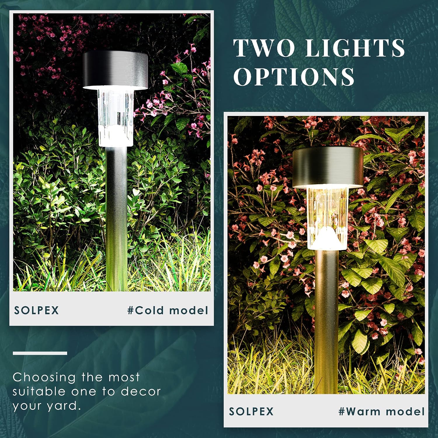 SOLPEX 16 Pack Solar Lights Outdoor, Stainless Steel Solar Pathway Lights | Solar Lights Outdoor Waterproof ,LED Landscape Lighting Walkway for Landscape/ Patio/Lawn/Yard/Driveway-Cold White