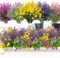 Grunyia 20 Bundles Artificial Flowers Outdoor UV Resistant No Fade Fake Plants Faux Plastic Shrubs for Garden Patio Porch Window Box Home Wedding Farmhouse Hanging Décor