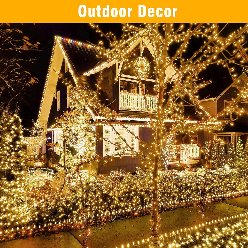 Nisocy 33FT LED String Lights Outdoor Waterproof – Warm White Fairy Lights with Plug, Connectable Christmas Tree Lights for Patio, Garden, Bedroom, Wedding, Party, Decor