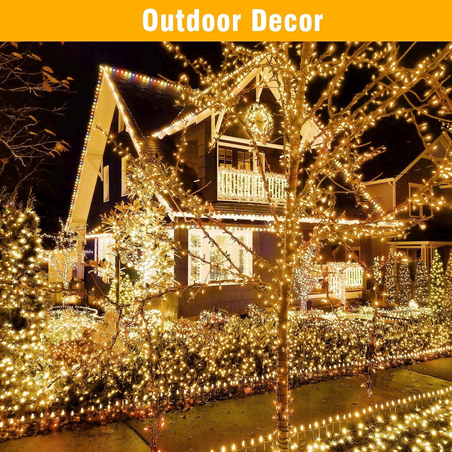 Nisocy 33FT LED String Lights Outdoor Waterproof – Warm White Fairy Lights with Plug, Connectable Christmas Tree Lights for Patio, Garden, Bedroom, Wedding, Party, Decor