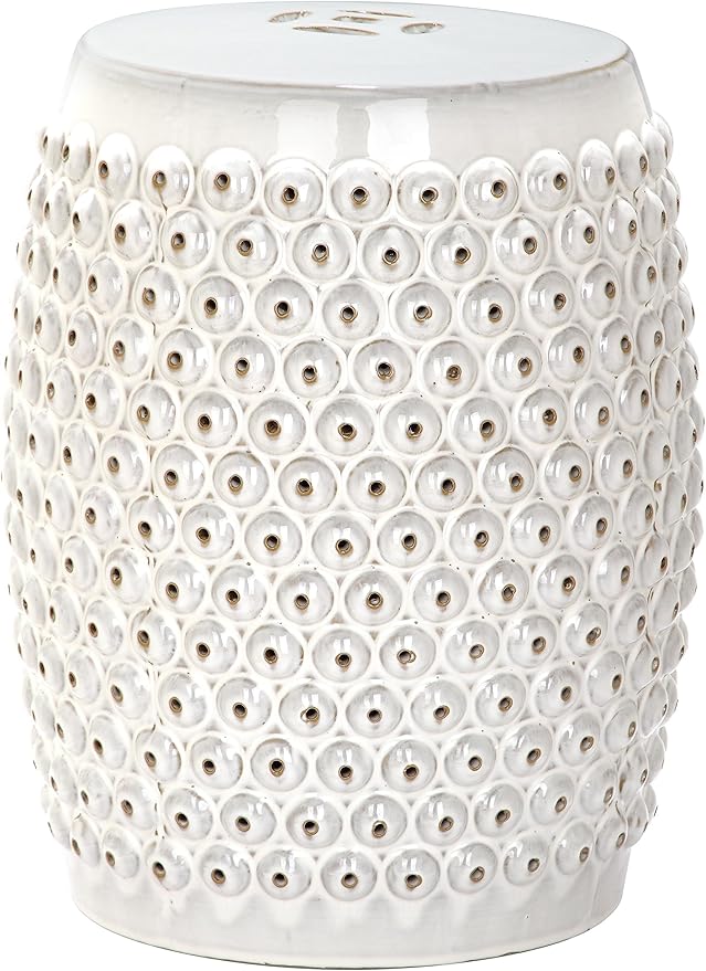 Safavieh Castle Gardens Collection Stella Nail Head White Glazed Ceramic Garden by SAFAVIEH