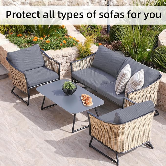 8Pcs Stretch Patio Cushion Covers, Outdoor Couch Covers Replacement, Outdoor - Image 4