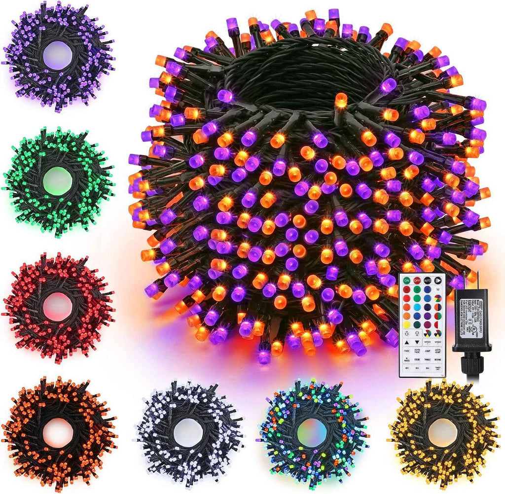 Toodour Halloween Lights RGB String Light, 131ft 350LED Orange Purple Light | Remote & Timer, Waterproof, Color Changing Twinkle Tree Lights for Home Porch Party Holiday Indoor Outdoor Halloween Decor