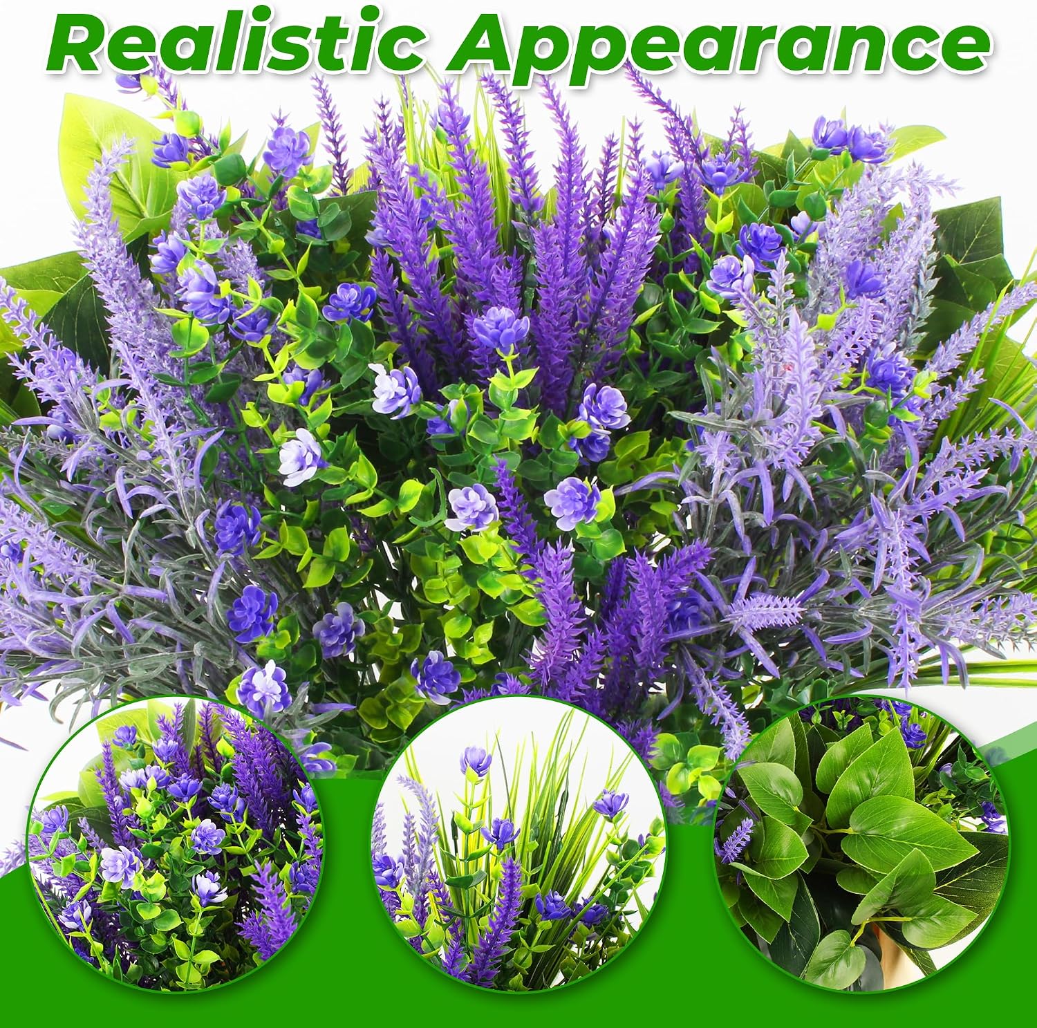 LUNETH 18PCS Artificial Plants for Outdoor Decor Fake Plants Realistic Faux Greenery & Flowers Fake Plastic Leaves with Stems Artificial Outdoor Bushes for Garden Porch and Patio UV Resistant