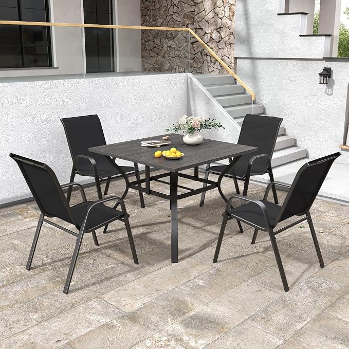 Patio Chairs Set of 6, Stackable Outdoor Dining Chairs - Image 4